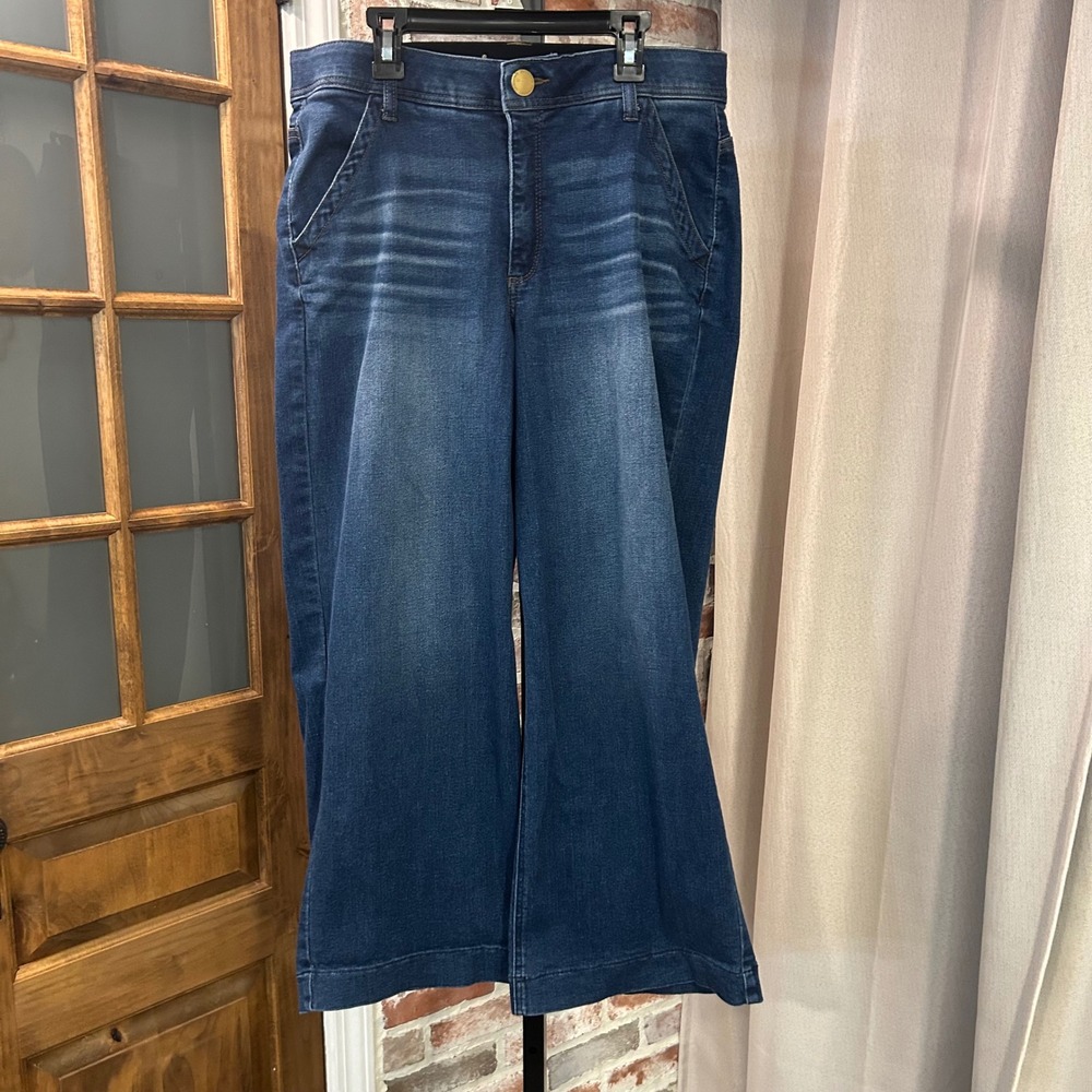 Democracy Jeans Women Blue Wide Leg High Rise Absolution Boho Retro Chic 12P/31